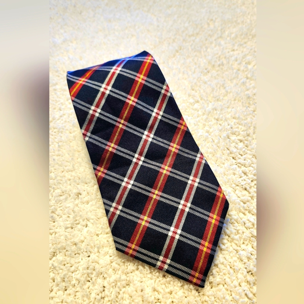 Ralph Lauren Navy and Red Plaid‎ SilkTie
